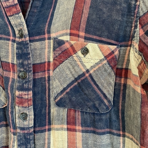 Indigo Rein Blue Red Plaid Button Down Collared Long Sleeve 100% Cotton Shirt M - Picture 5 of 17